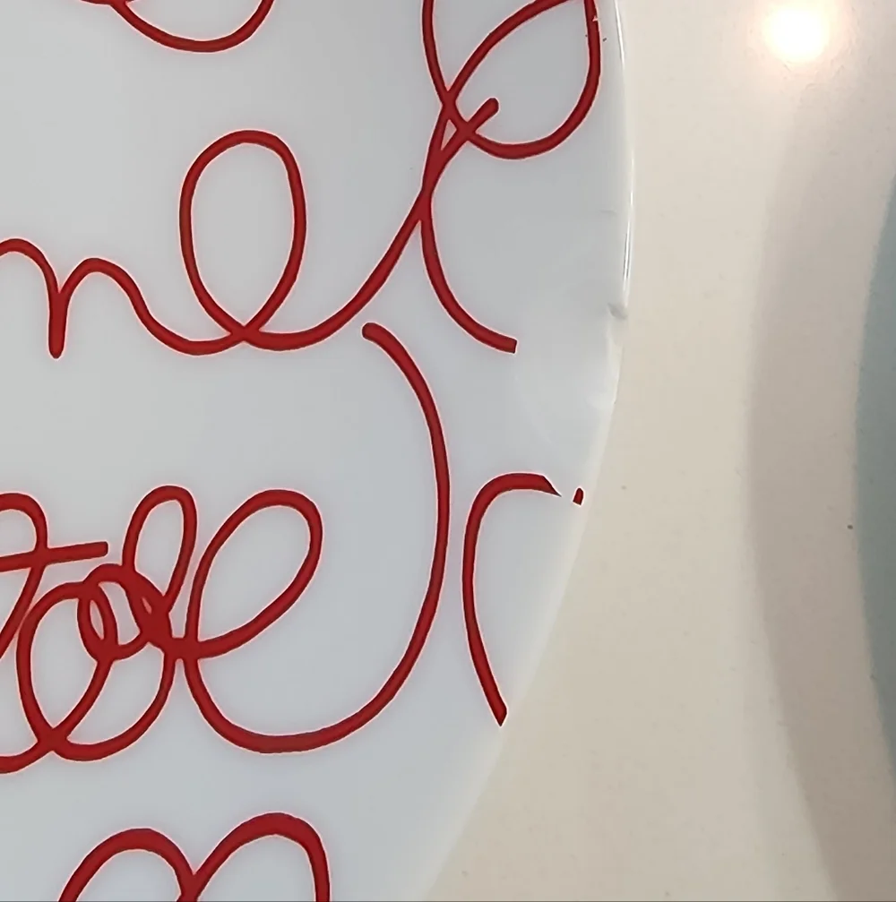 4 Crate&Barrrel Script Design Holiday Appetizer Or Dessert Plates